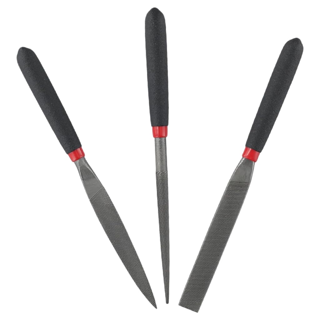 Serplex Crafting File Tools for Wood Stone and Jade with 4.6 in Palm Grip | 3 Steel Files