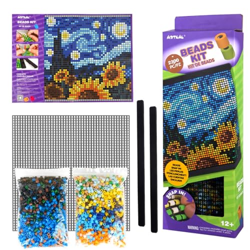 PATPAT® No-Iron Fuse Bead Craft Kit for Kids, Sunflower Iron-Free Fuse Beads with Drawing