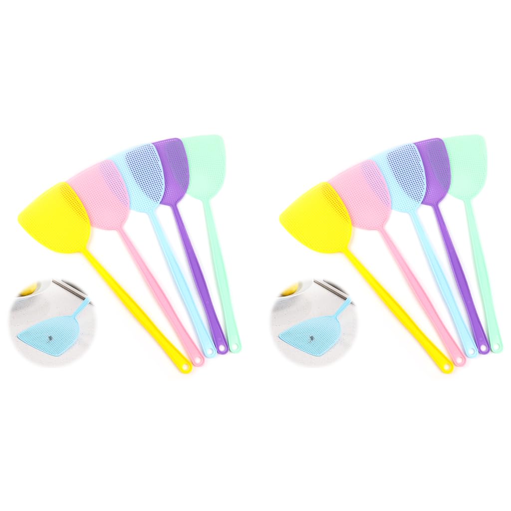 Supvox Fly Swatters 10PCS for Kitchen and Home featuring 17.5 in Handle and Grid Design