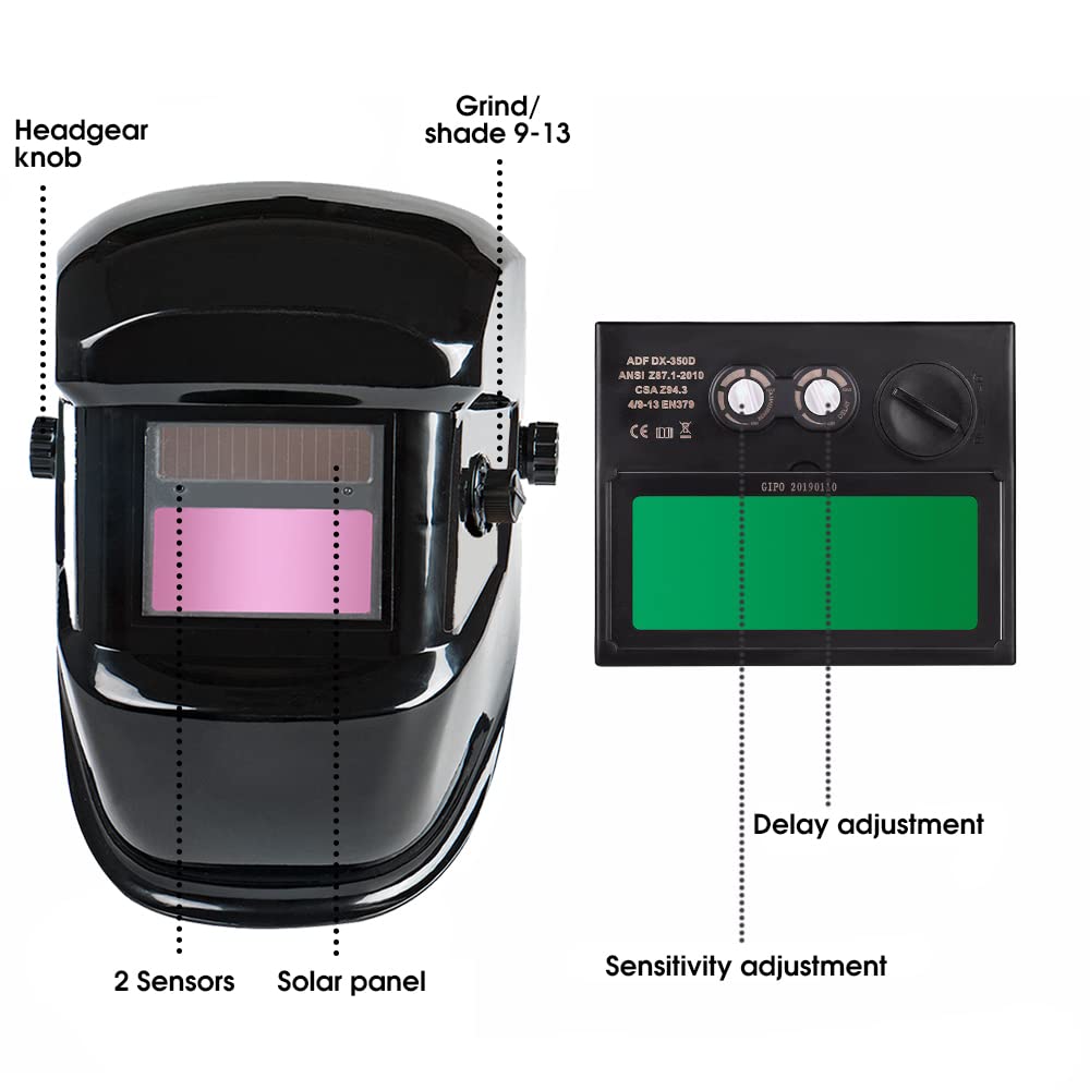 Serplex Welding Helmet Auto Darkening Solar Welding Helmet Adjustable Senstivities for ARC MMA MIG TIG Weld Hood Welding Shield Welding Mask(With 5 +2 Replaceable Lens