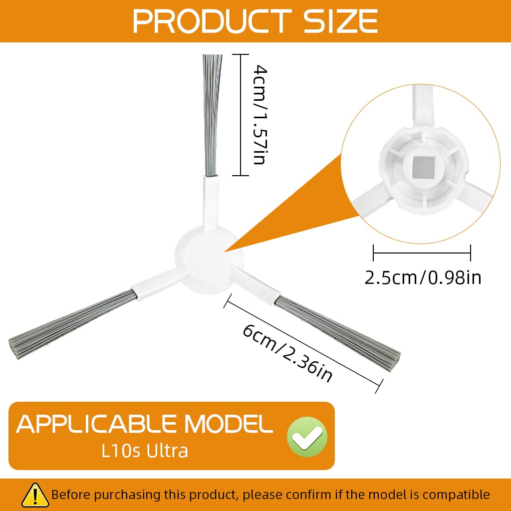 HASTHIP Replacement Side Brushes for Dreame L10s Ultra featuring Robust Nylon Bristles | 3 Pcs Set