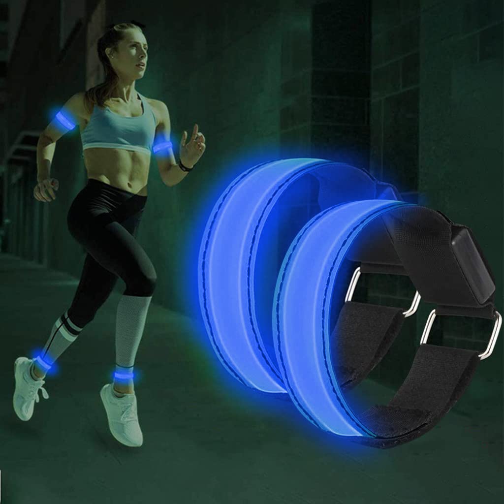 Optifit LED Glowing Arm Band for Night Running featuring 3 Flash Modes and USB Rechargeable Blue Light | Adjustable 27–31 cm for Kids and Adults