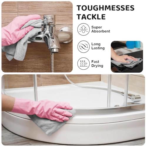 HASTHIP® 100Pcs Microfiber Cleaning Cloth Roll Pre-Cut Tear Away Highly Absorbent Kitchen Towels Multipurpose Cleaning Cloths for Spills Streak-Free Surfaces Reusable Dusting Cloth for Home