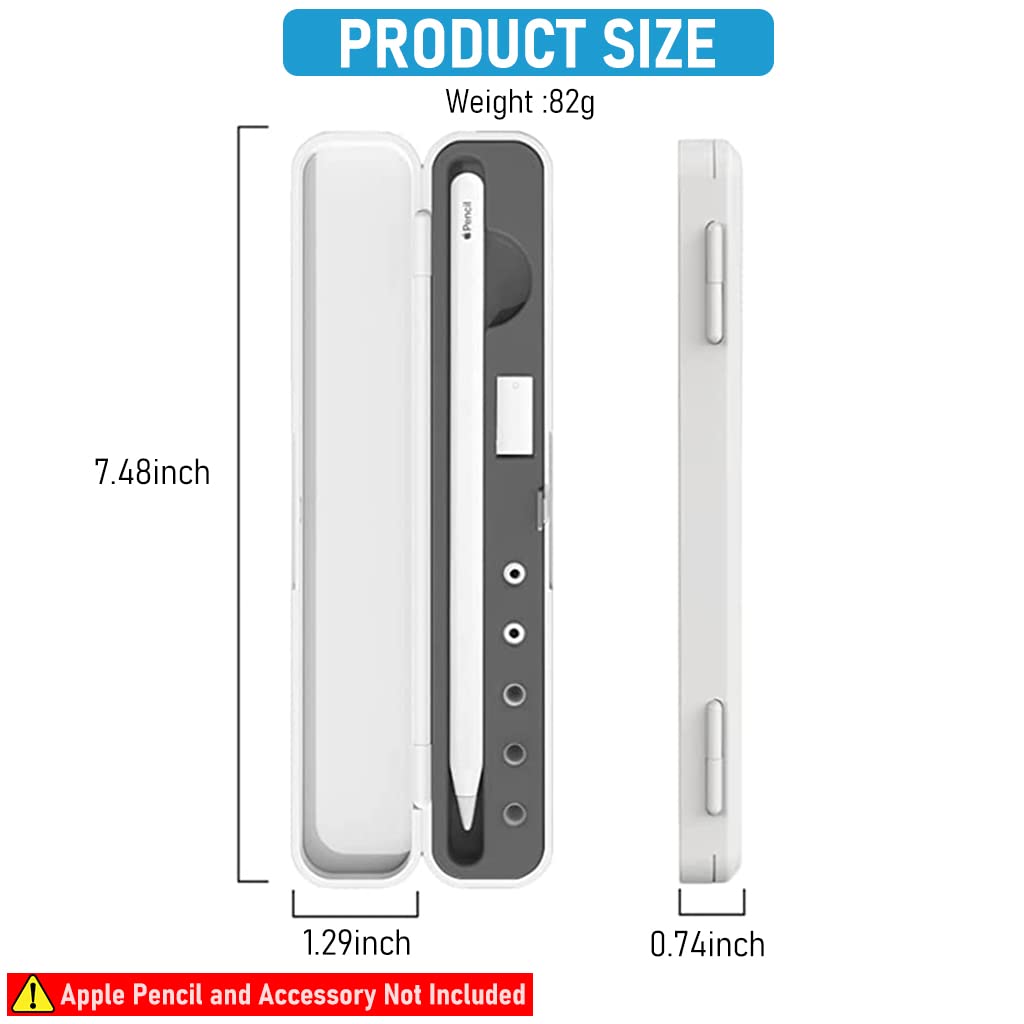 ZORBES Carrying Case for Apple Pencil 1st & 2nd Gen featuring 190×19.5×33mm ABS Shell | Grey Organizer Box with Silicone Storage and Non Slip Base