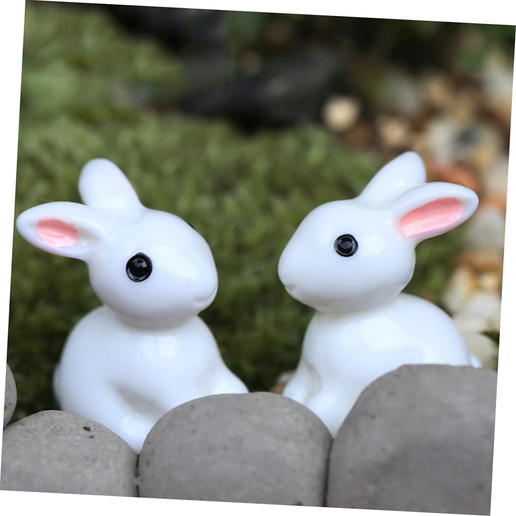 Zibuyu Rabbit Miniature Figurines for Garden and Dollhouse Decoration with Secure Pins | 20-Pack Hand-Painted Resin