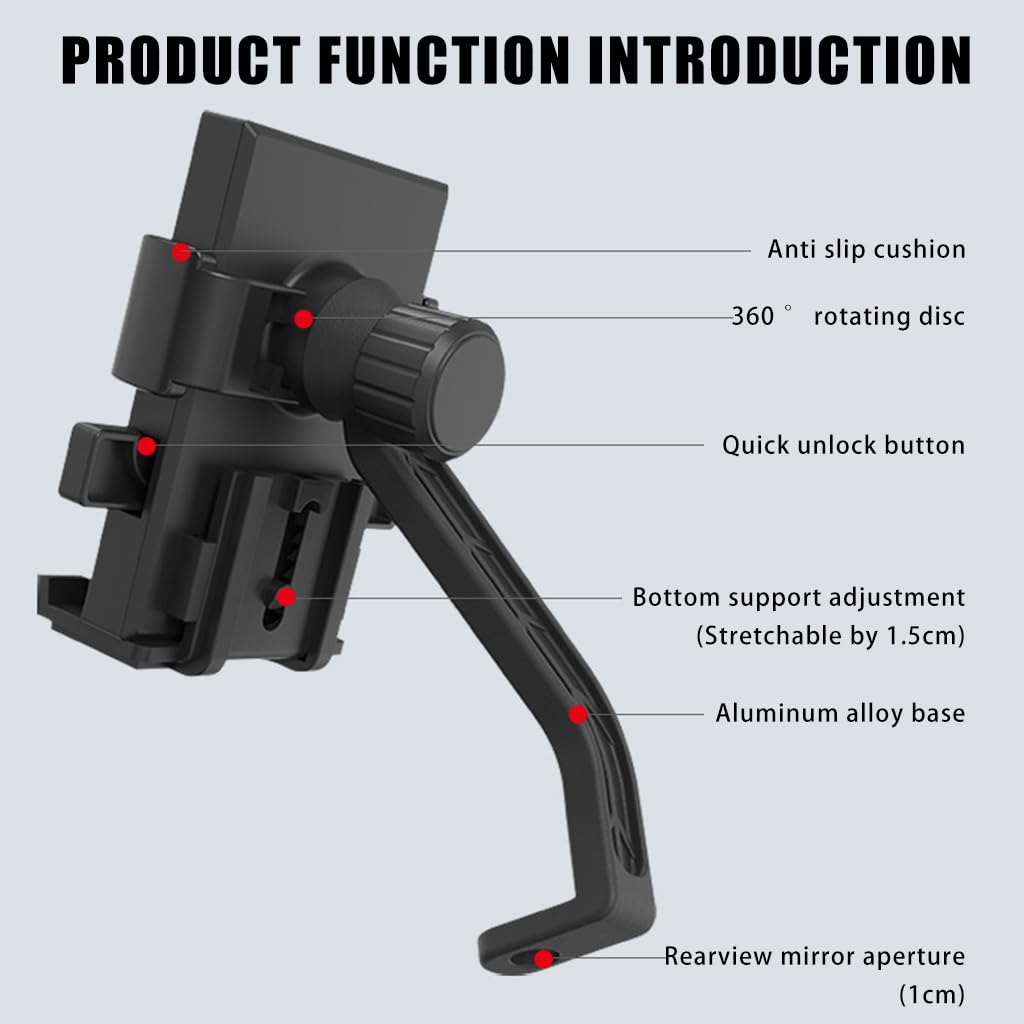 Proberos Motorcycle Phone Mount Holder for 4–6.5 in Devices with 360 Rotation and Dual Grips