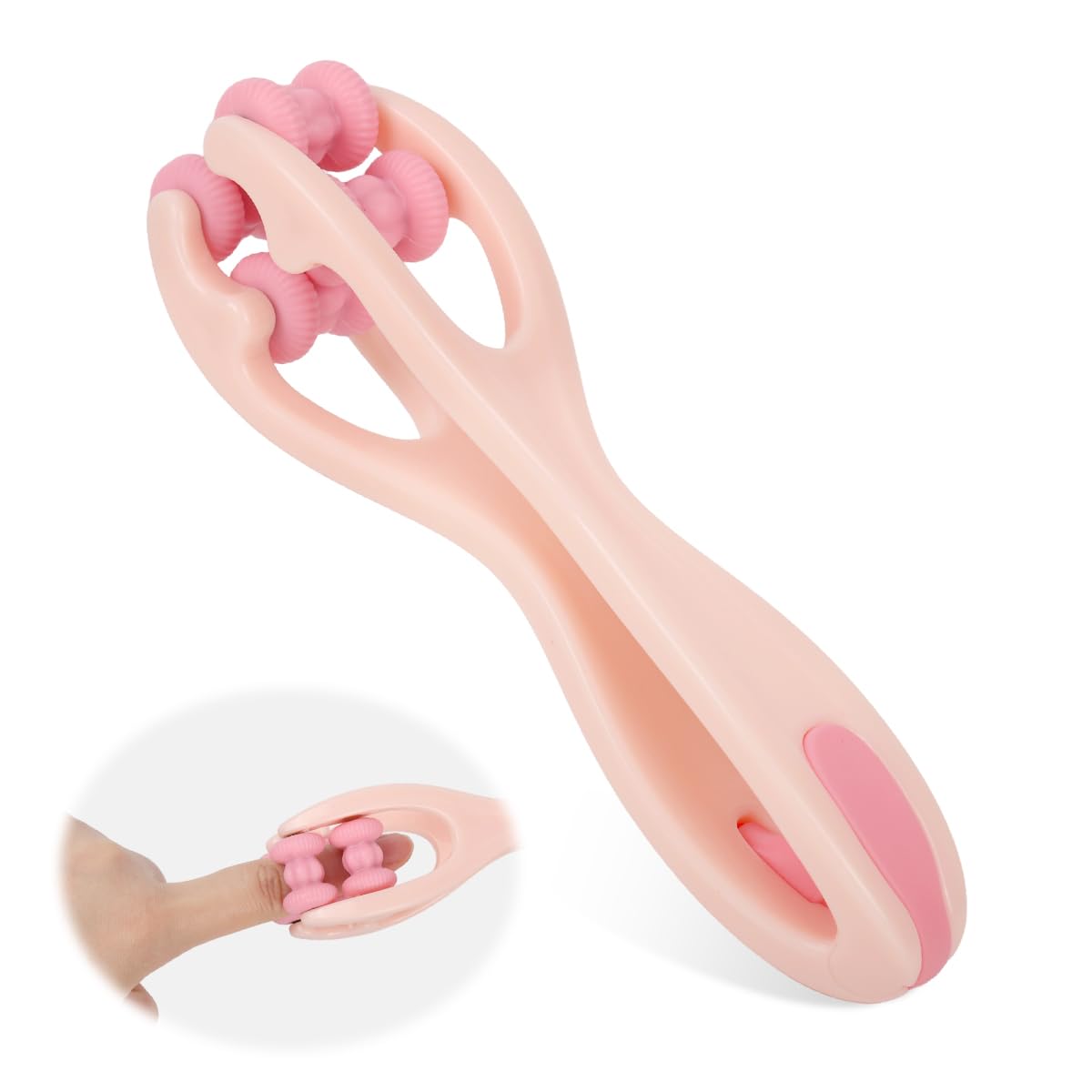 HANNEA Finger Acupressure Roller Massager for Stress Relief with Dual Row Design | Pink