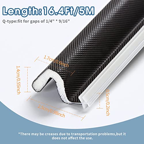 HASTHIP® Foam Weather Stripping Seal Strip, Self-Adhesive Doors and Window Seal Strip for Doors,16.4 Feet/5 M Long, Easy Cut to Size, Black (1PCS)