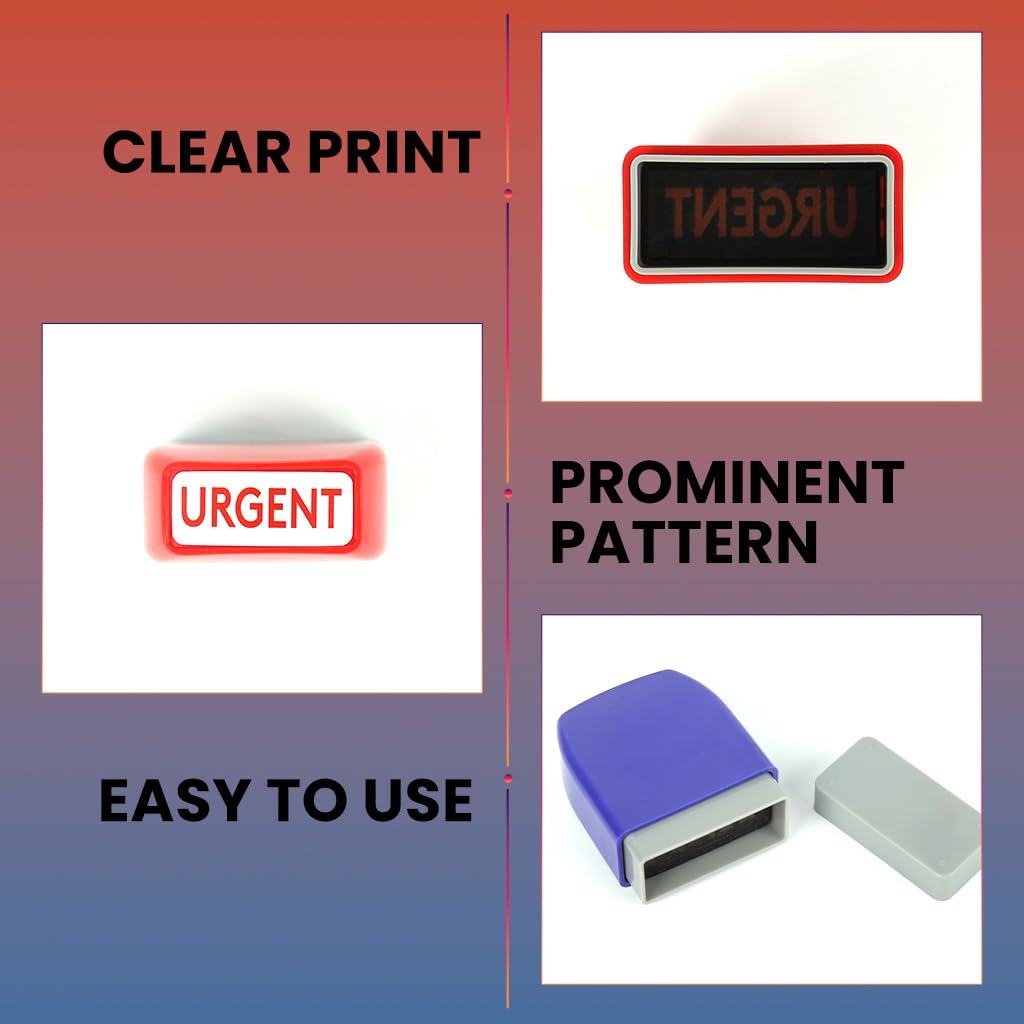 OFIFO Office Stamps Set for School and Office with 8 Color-Coded Pre-Inked Labels | Compact Storage Case