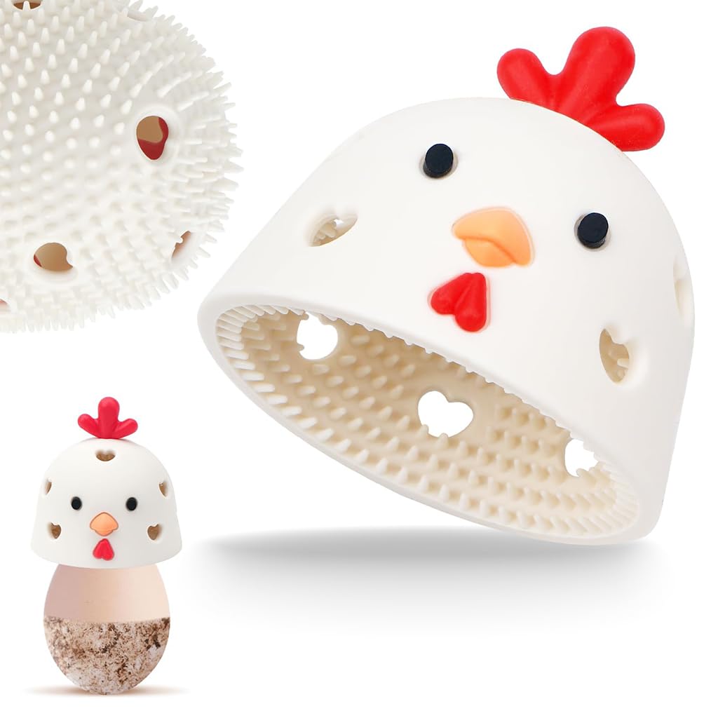 HASTHIP Silicone Egg Brush Cleaner for Fresh Eggs with 2.24 in Cap Design and Soft Bristles