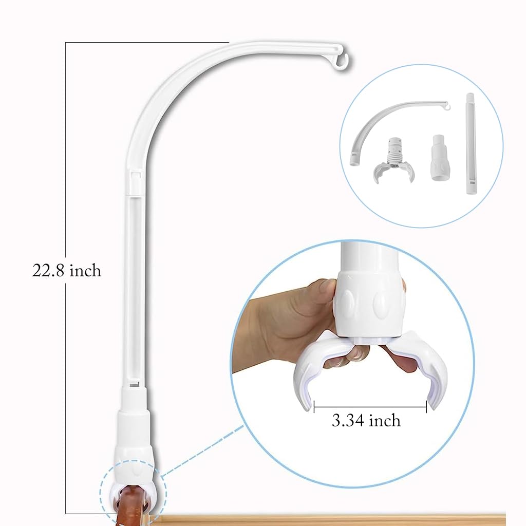 PATPAT Crib Mobile Arm Stand for Baby Cribs featuring 23 inch Height and Claw Gripper | ABS Plastic Construction