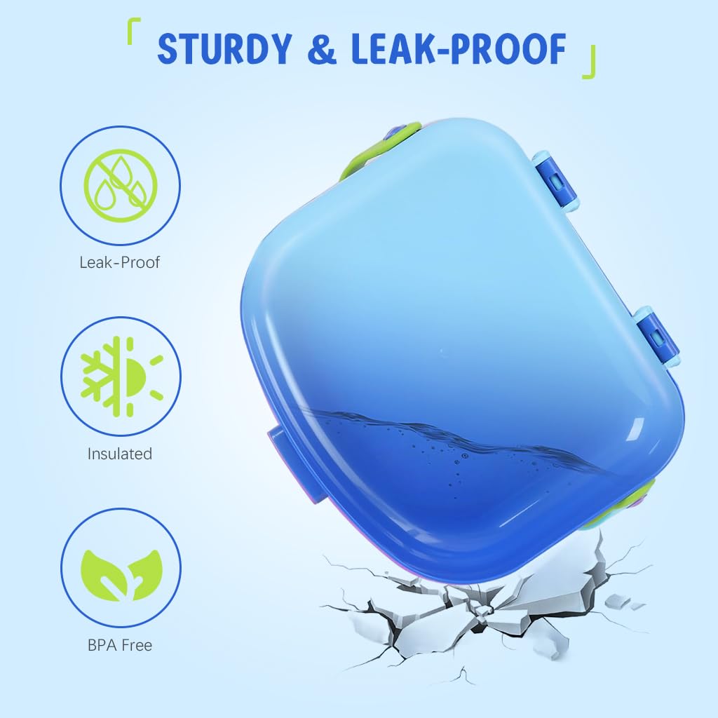 Supvox Lunch Box for Kids with 1300 mL 4 Compartments featuring Steam Heating | Blue