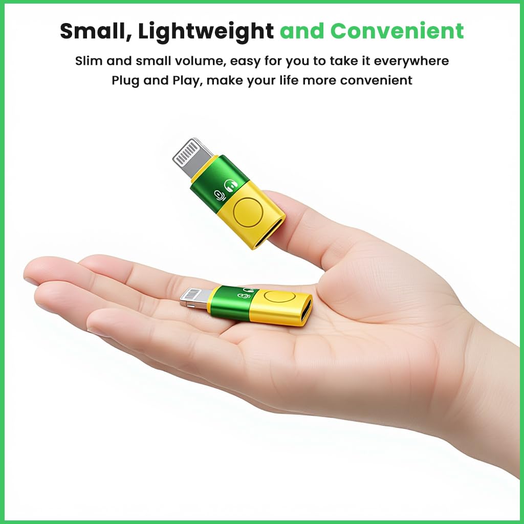 Verilux USB C to Lightning Adapter 2 Pack for iPhone with 5V/2A Charging & 480Mbps Data | Hands-Free Audio Connectivity