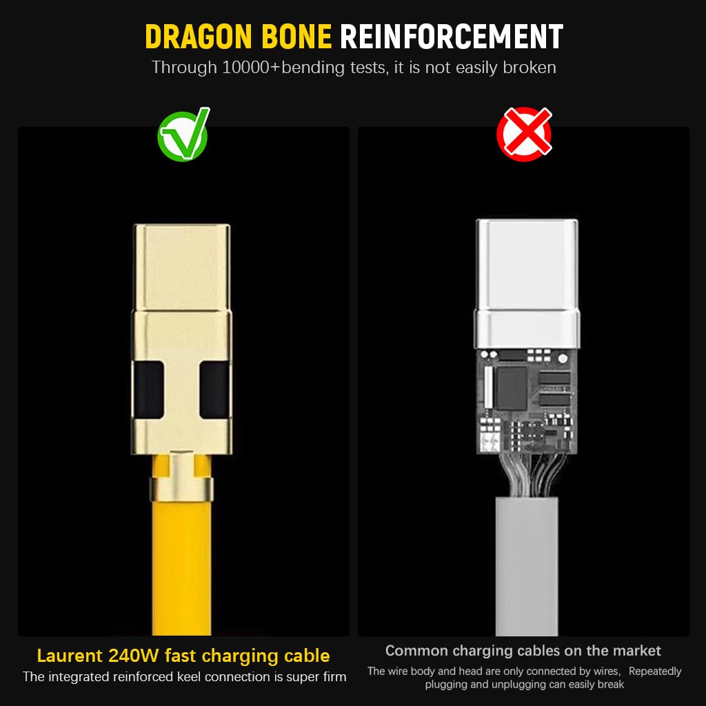 Verilux USB C Cable for Fast Charging 240W 1.5m | 4 in 1 Silicone and Zinc Alloy Connectors
