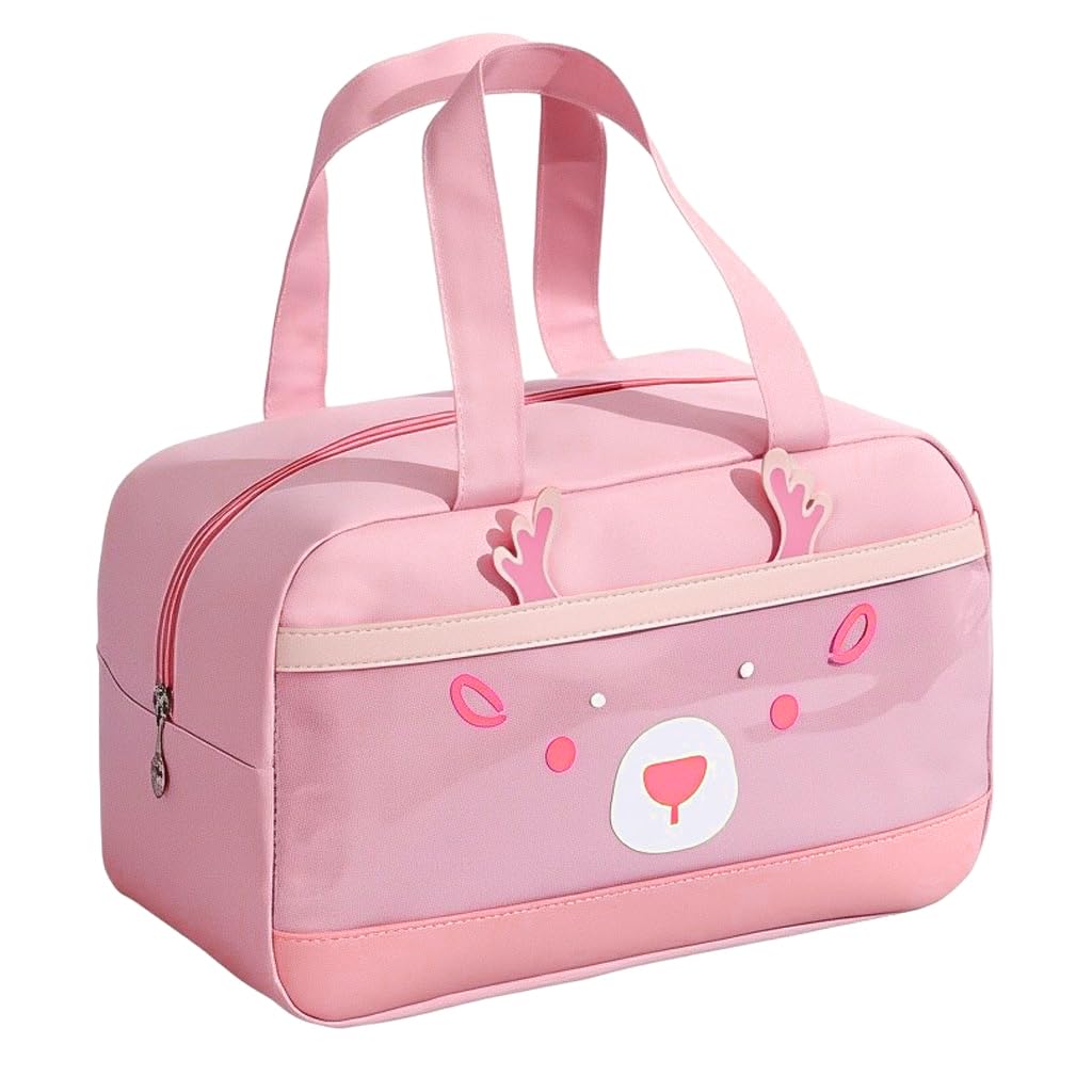 Zibuyu Insulated Lunch Bag for School and Travel with Thermal Lining 23×14×24.5 cm | Pink Reindeer Design