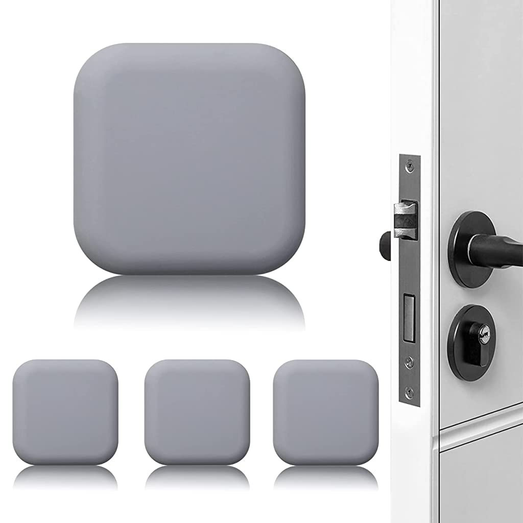 HASTHIP® 4Pcs Door Wall Protectors, Self-Adhesive Rubber Stop from Door Knobs Rubber, Soft Reusable Rubber Wall Protectors Shield for Preventing Damage to Cabinet, Handle, Bed