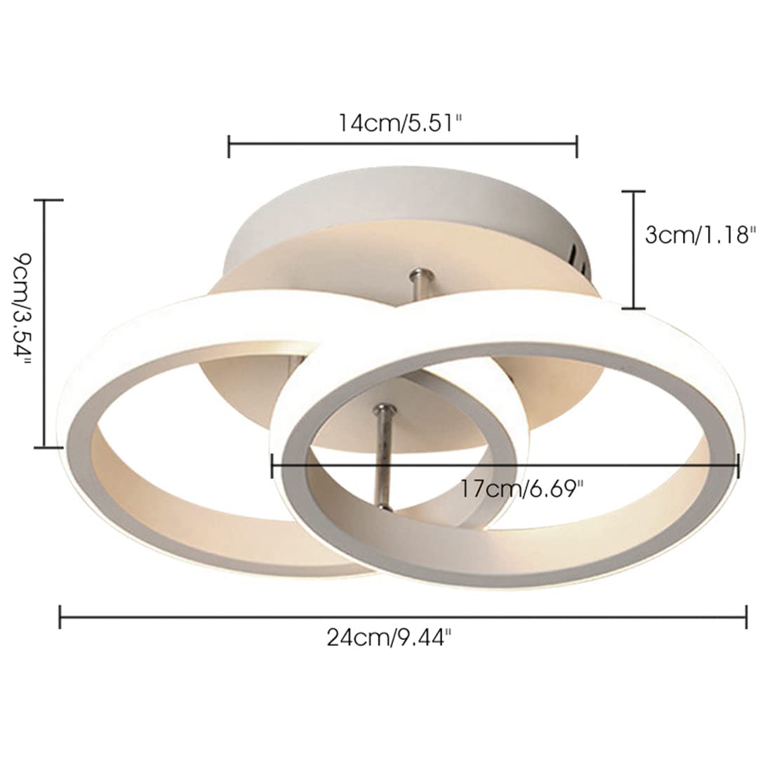 ELEPHANTBOAT Ceiling Light for Living Room with 20W LED 3000K Warm Light and Acrylic Shade