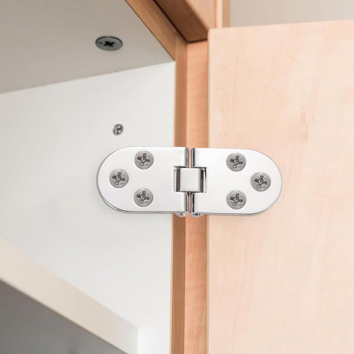 Serplex Metal Hinges for Folding Tables featuring 90 Degree Folding Mechanism and Brushed Zinc Alloy Finish