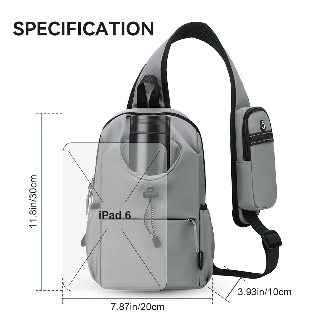 GUSTAVE Chest Bag for Travel and City Commute with Waterproof Oxford Cloth | Crossbody Design Featuring Bottle and Phone Pockets