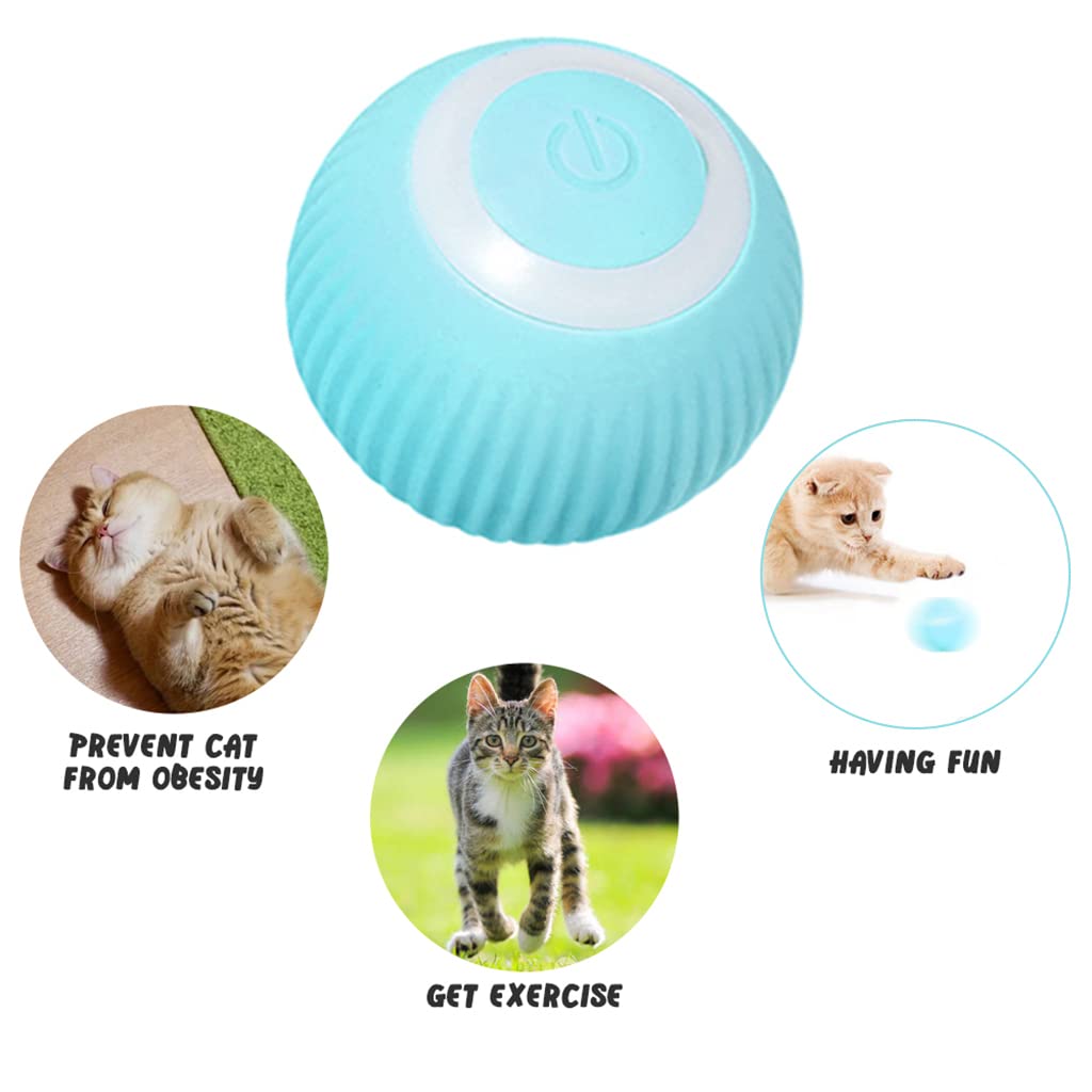 Qpets Smart Cat Toy Ball for Indoor Play with 360° Auto Rotation & LED Lights | USB-C Rechargeable 43mm ABS Silicone