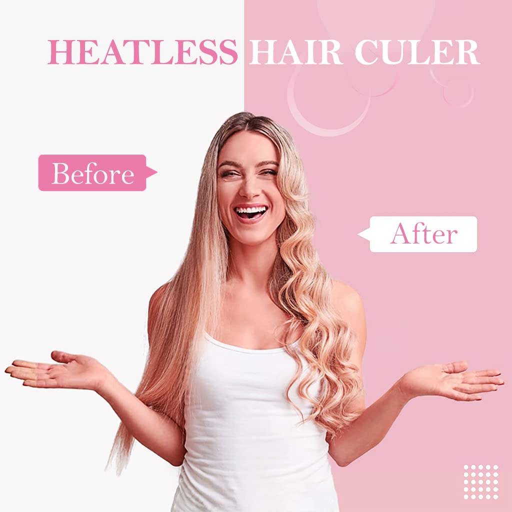 HASTHIP Heatless Hair Curler for Overnight Voluminous Curls with 8 Sticks 50 cm Silk Cotton Ribbon