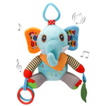 PatPat Baby Animal Stuffed Hanging Rattle Toys for 0-3 Years Old Newborn Crib Bay Bed AroundToys Rattle Sound -Elephant