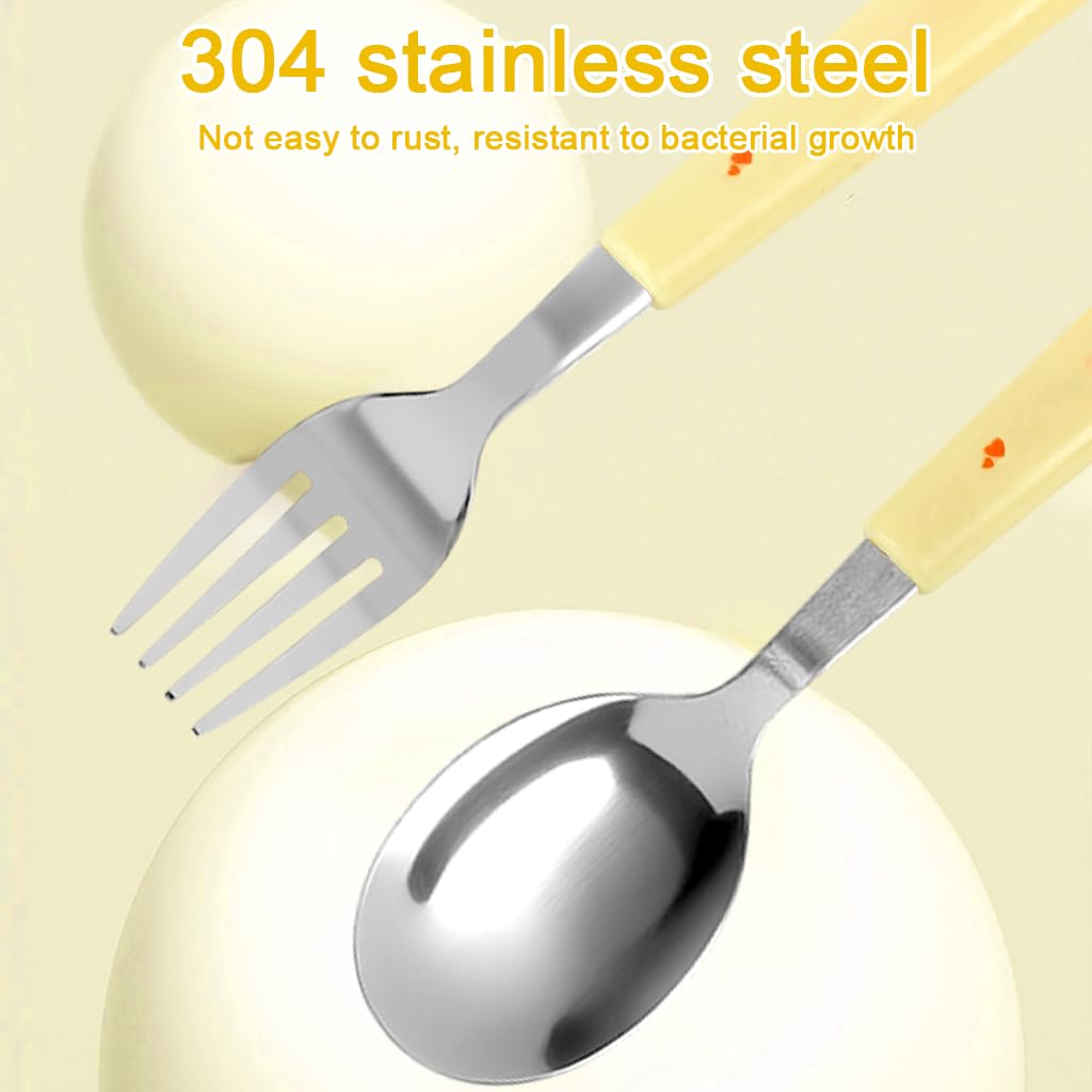 Supvox Cute Spoon and Fork Combo with Storage Case for Kids Lunch Box 7.87 in Set of 2