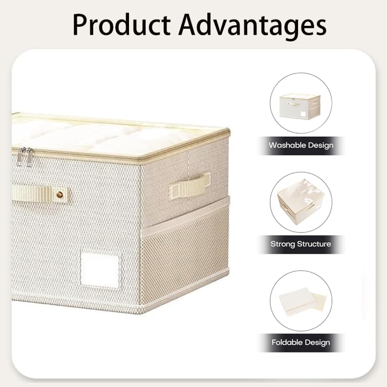 ZIBUYU Foldable Storage Boxes for Clothes and Bedding with Lids and Side Pockets | Washable Oxford Fabric Closet Organizers