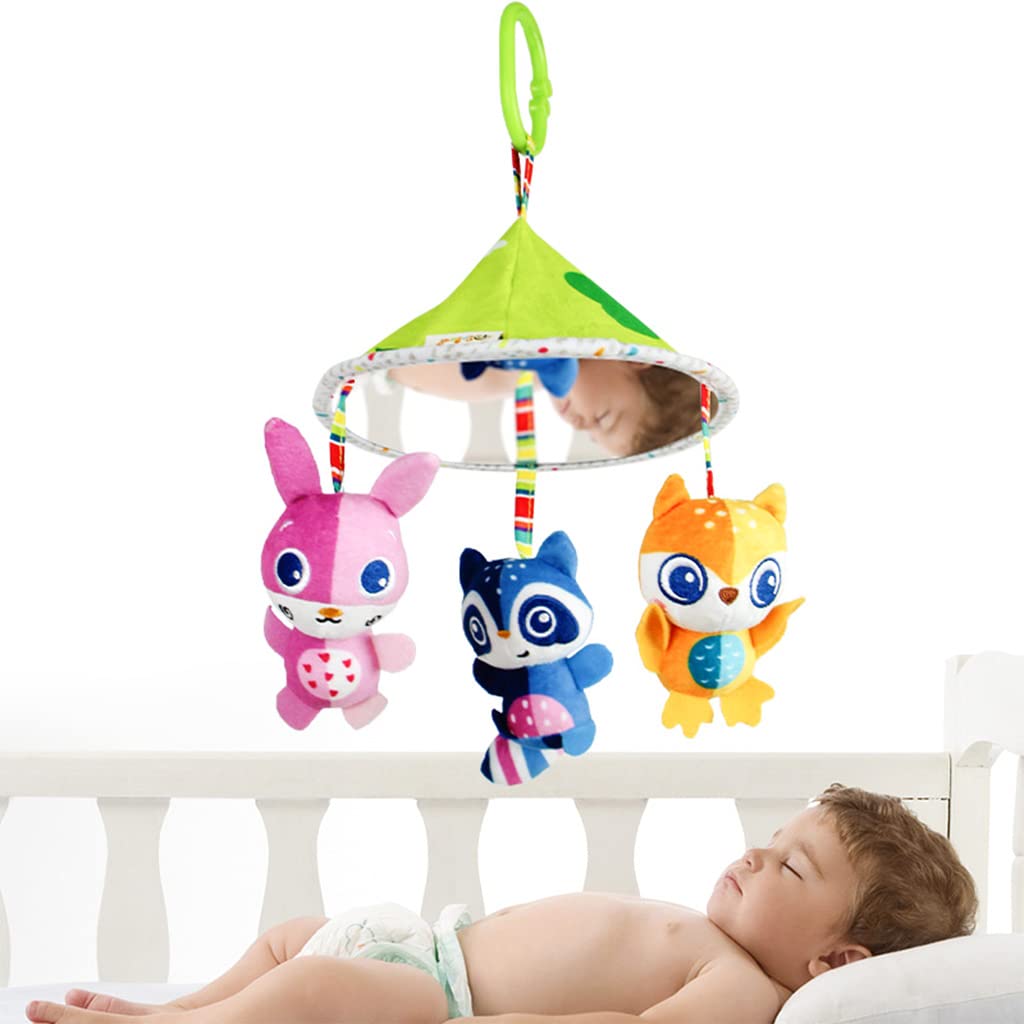 SNOWIE SOFT  Hanging Toy for Baby, Stroller Infant Cradle Toy Plush Toy Infant Soft Plush Rattle Soft Hanging Stroller Toy with Teether for 0-12 Months Baby Multicolor