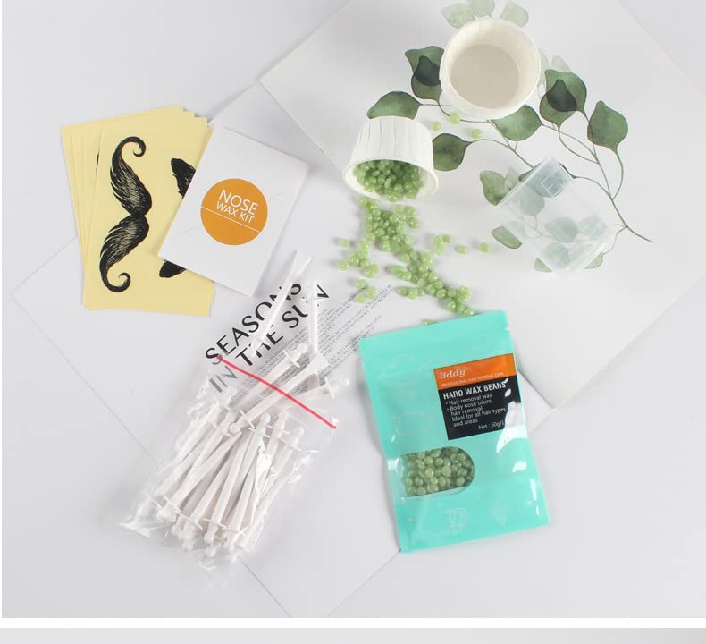 HANNEA Nose Wax Kit for Men and Women with 20 Applicators & 50g Wax | Safe ABS Sticks