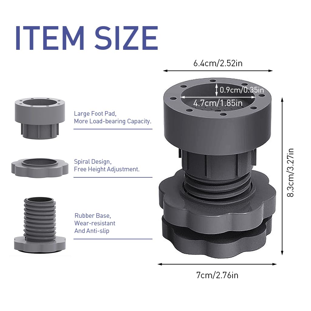 Supvox Anti Vibration Pads for Washing Machine and Dryer with 2.7 in Adjustable Height | PP PVC Anti Slip Leveling Feet