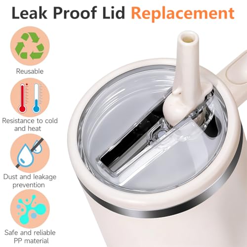 HASTHIP® 6PCS Lids for Stanley Cup Creative Folding Straw Leaking Proof Seal Tight Fashion Transparent Universal Replacement for 40oz White Green
