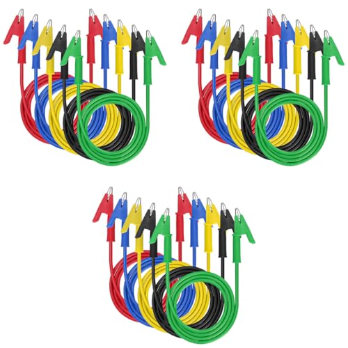 Serplex® 5PCS Crocodile Clip Wires 15A Test Lead Wire Cable With Insulators 3.3 Ft 1M Alligator Dual Ended For Electrical Testing Multicolor