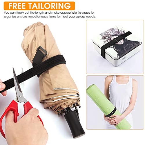 HASTHIP® Cable Organiser Ties Strap Adjustable Multipurpose Hook and Loop Securing for Wire Curtain Marker Belts 5m 25 Plastic Buckles 3 PCS