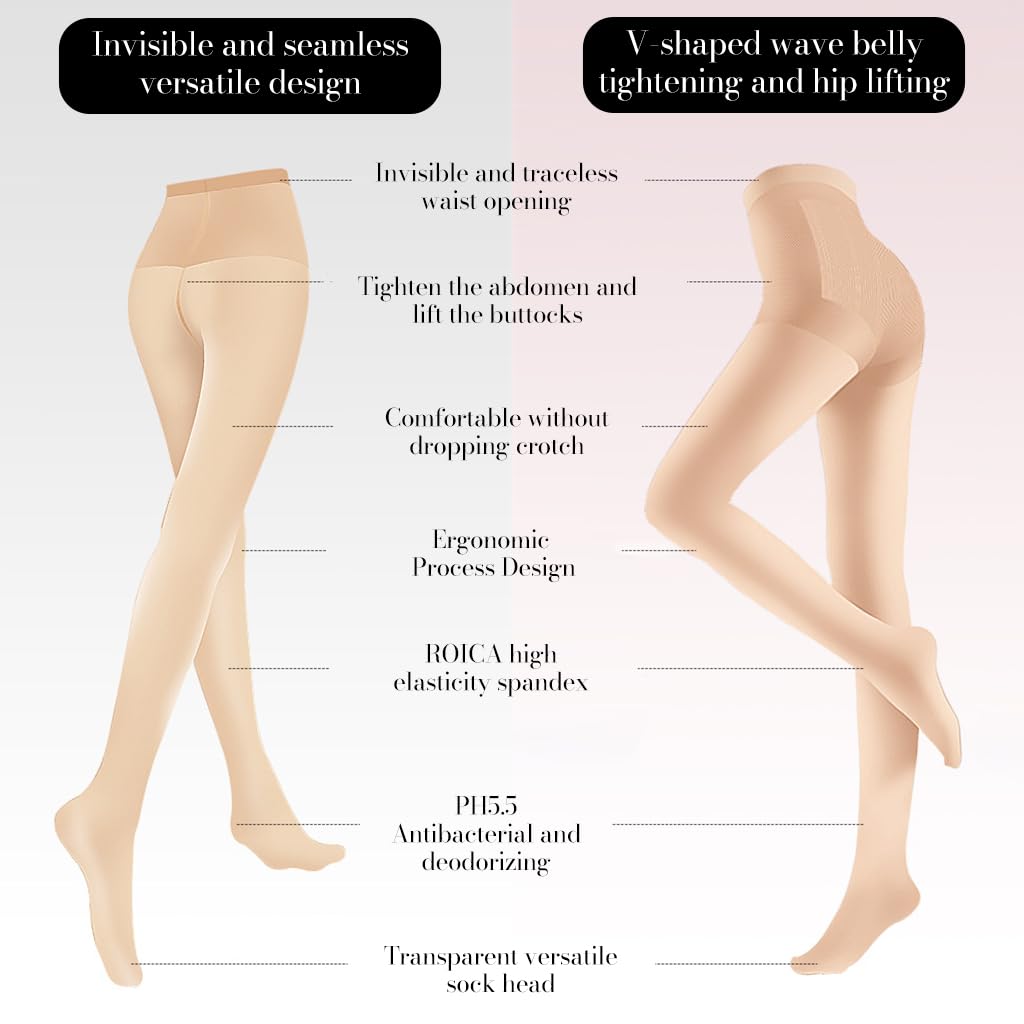 SANNIDHI Pantyhose for Women with High Waisted Butt Lifting Design and Sheer Nude Mesh | Fits M L 55 70kg