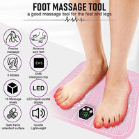 HANNEA® Foot Massager for Pain Relief, EMS Foot Massage Pad, Electric Portable Wireless Rechargeable Massager Pad with 6 Modes, 19 Strength Levels (Pink)