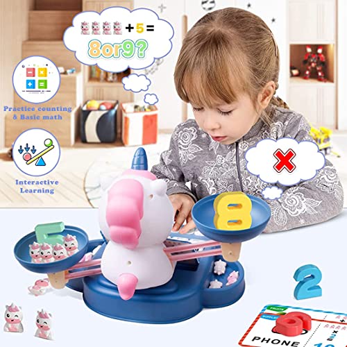 PATPAT® Unicorn Balance Toy,Spelling Games for Kids,Brain Games for Kids with Flash Cards,2 in 1 Upgarde Matching Letter and Balancing Toys Montessori Educational Toys for Boys and Girls 3-8