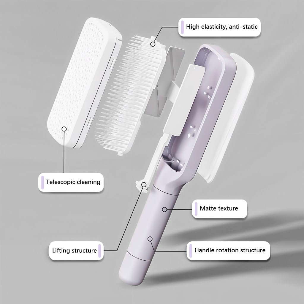 MAYCREATE Hair Brush for Travel and Styling with Retractable Self Cleaning Bristles | Anti Static Scalp Massager