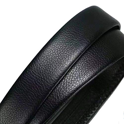 GUSTAVE® Men's Belt PU Leather Belt for Men-Reversible Scratch Resistant Business Suit Automatic Button Belt with Litchi Pattern (Black)