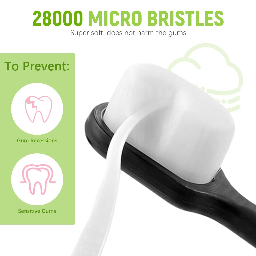 HASTHIP Extra Soft Toothbrushes for Adults with 20000 Ultra Fine Bristles | Includes Travel Tubes