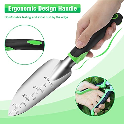 HASTHIP® 8PCS Garden Tools for Home Gardening Stainless Steel Heavy Duty Transplanting Spade Cultivator Pruner Gloves Farming Tool Sets