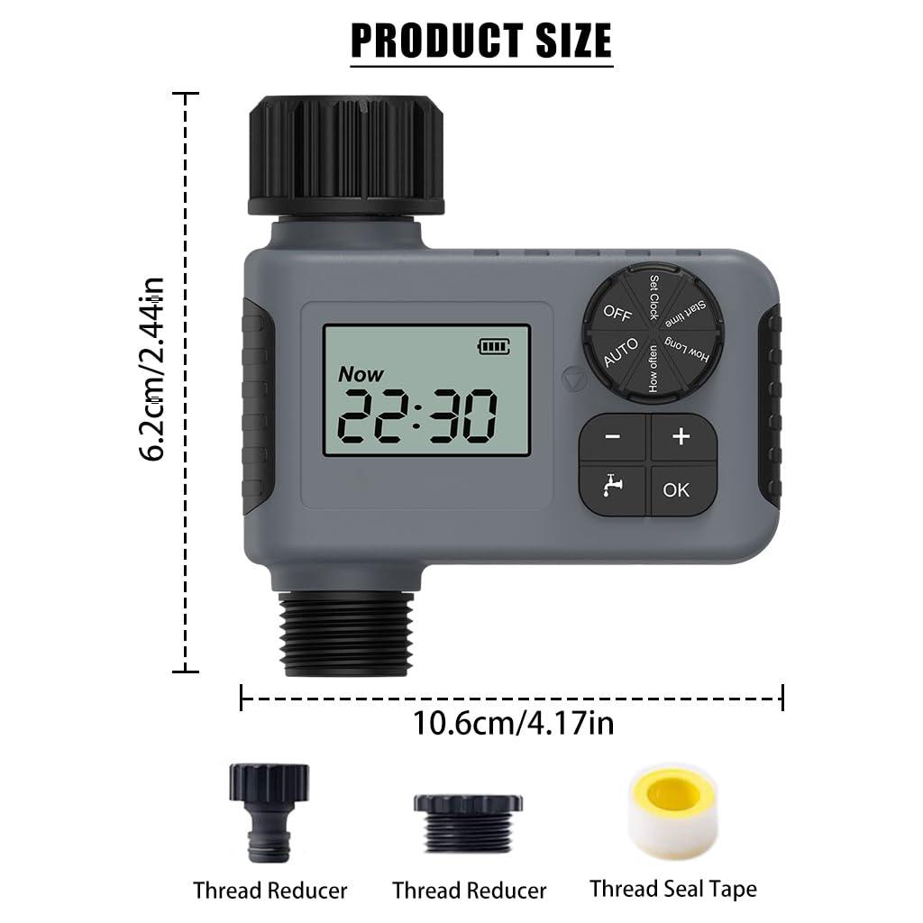 HASTHIP® Drip Irrigation Timer for Garden Farm with Universal Faucet connector, Irrigation Water Timer, Easy to Use Automatic Watering System, Waterproof Digital Irrigation Timer System for Lawns