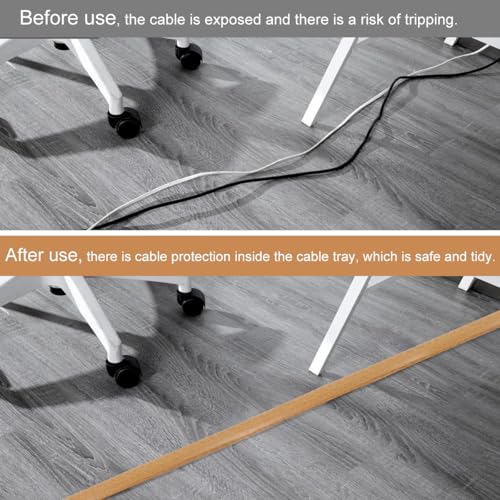 HASTHIP® 6.6FT Floor Cord Cover Self Adhesive Hider Cable Management Electric Cuttable Protector Sleeve PVC Rubber Power 2 PCS