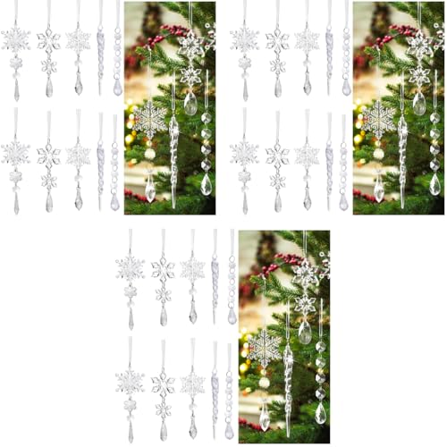 HASTHIP® 30PCS Christmas Tree Hanging Ornament Crystal Acrylic Ornaments for Transparent Snowflake Icicle