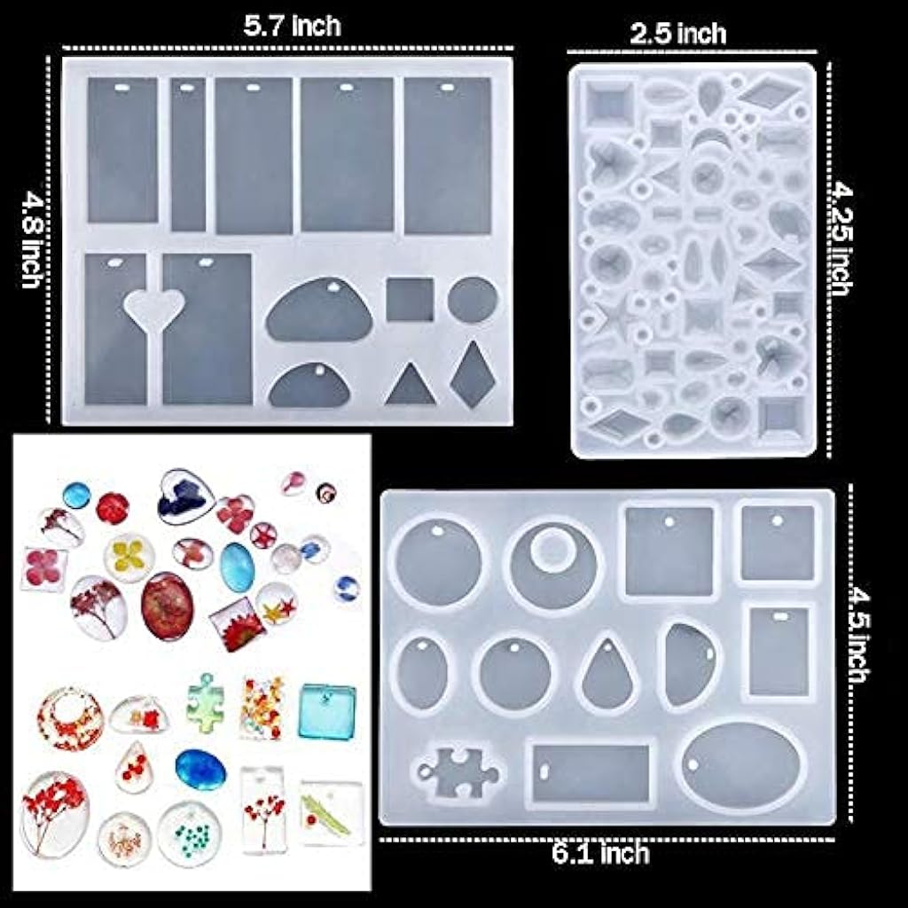 HASTHIP® 218PCS Silicone Resin Art Kit Set Resin Moulds for Jewellery Making with Storage Bag Mould for Epoxy Casting Molds Craft DIY White