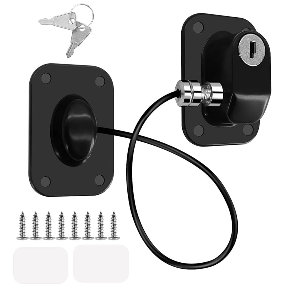 STHIRA Drawer Lock for Baby Safety with Key featuring Stainless Steel Chain | Black
