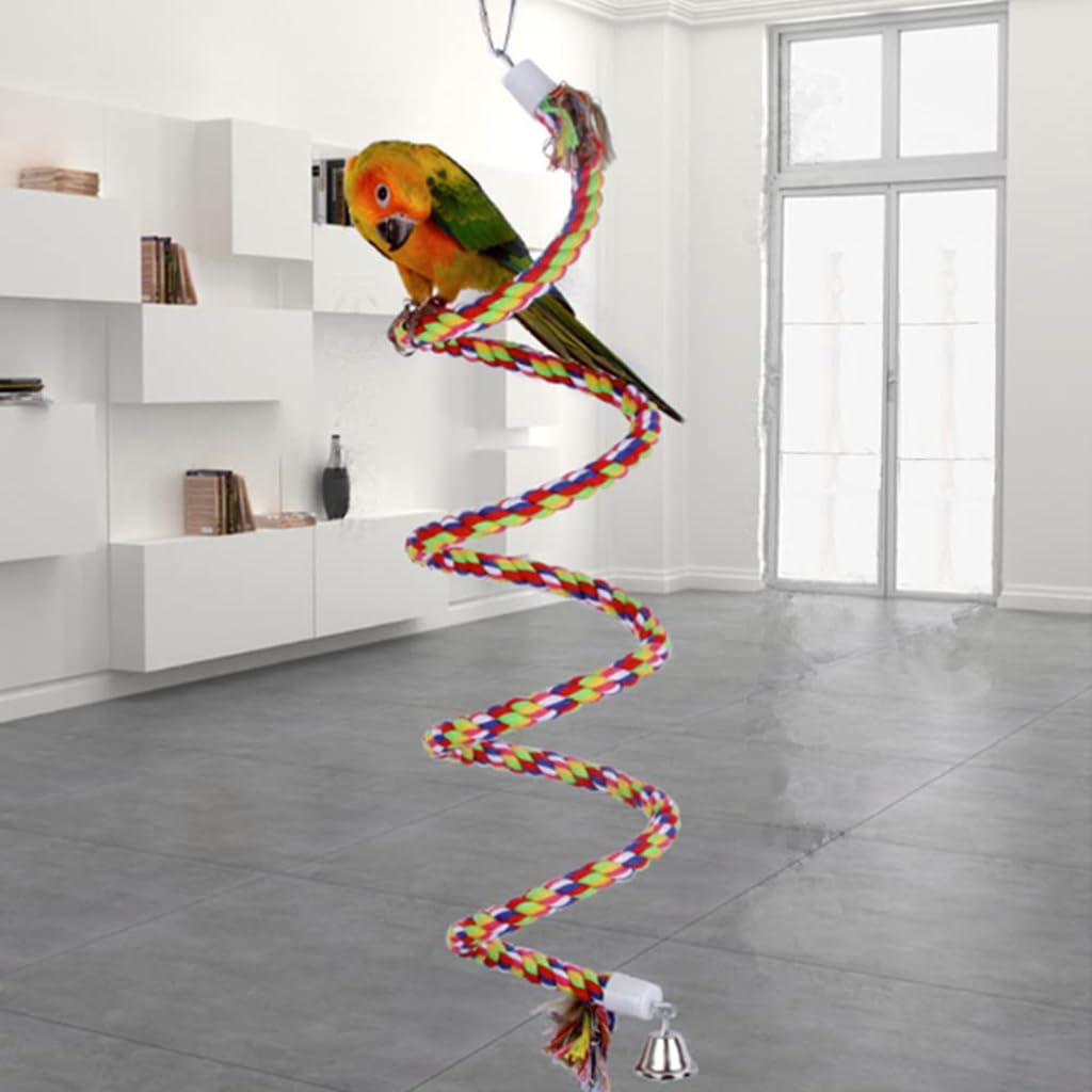 ZIBUYU Birds and Parrot Toy for Exercise with 1m Rope Perch and Steel Core | Colorful Swing
