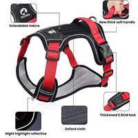 Qpets® Dog Harness, No-Pull Pet Harness with Safety Reflective Strip, Harness for Dogs Large Size, Control Handle Dog Belt Outdoor, Oxford Cloth Dog Vest Harness (Red, XL, Suitable for 22.5-45kg)