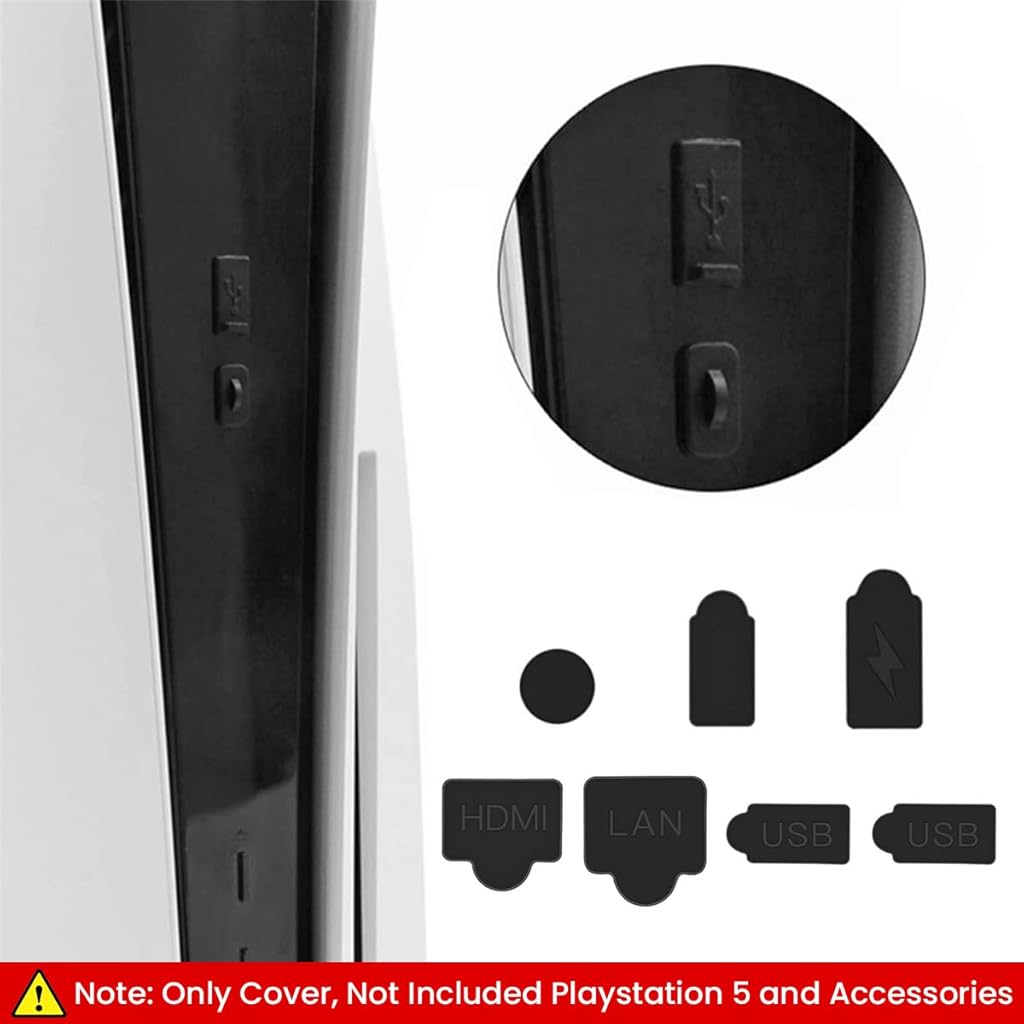 ZORBES Dust Plug for PS5, 9Pcs Dust Plug Kit for PS5/PS5 Slim Console, PS5 Silicone Dust Plugs Protector Antidust Cover Dustproof Plug for Playstation 5 Disk/Digital Console PS5 Slim Game Console Accessories