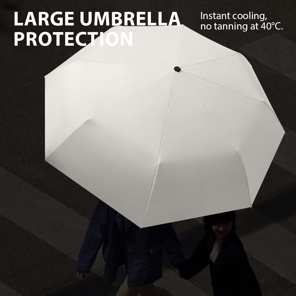 Venzina Sun Umbrella with UPF 50+ Protection and Fiberglass Ribs | 2PCS Beige Set